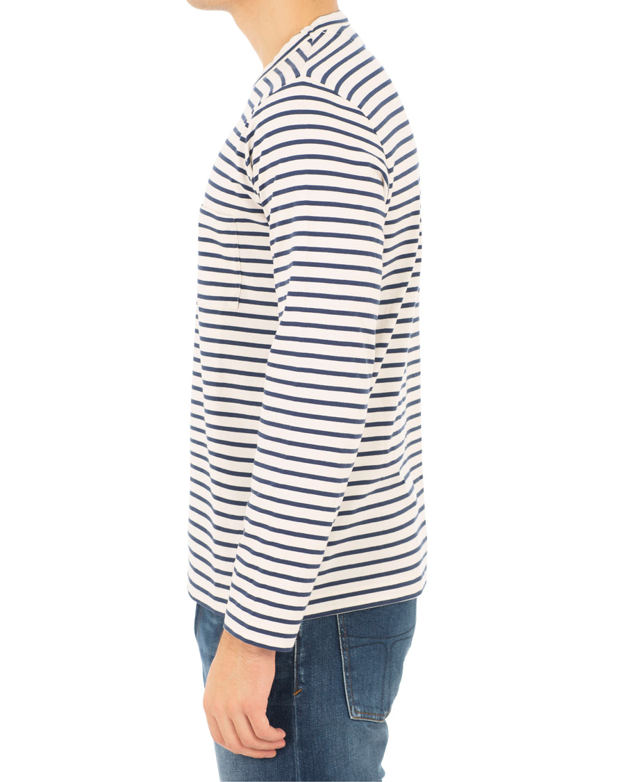Uomini | T-shirt | The Workers Club | Breton Stripe Sweater White/Navy