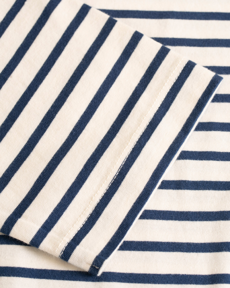 Uomini | T-shirt | The Workers Club | Breton Stripe Sweater White/Navy