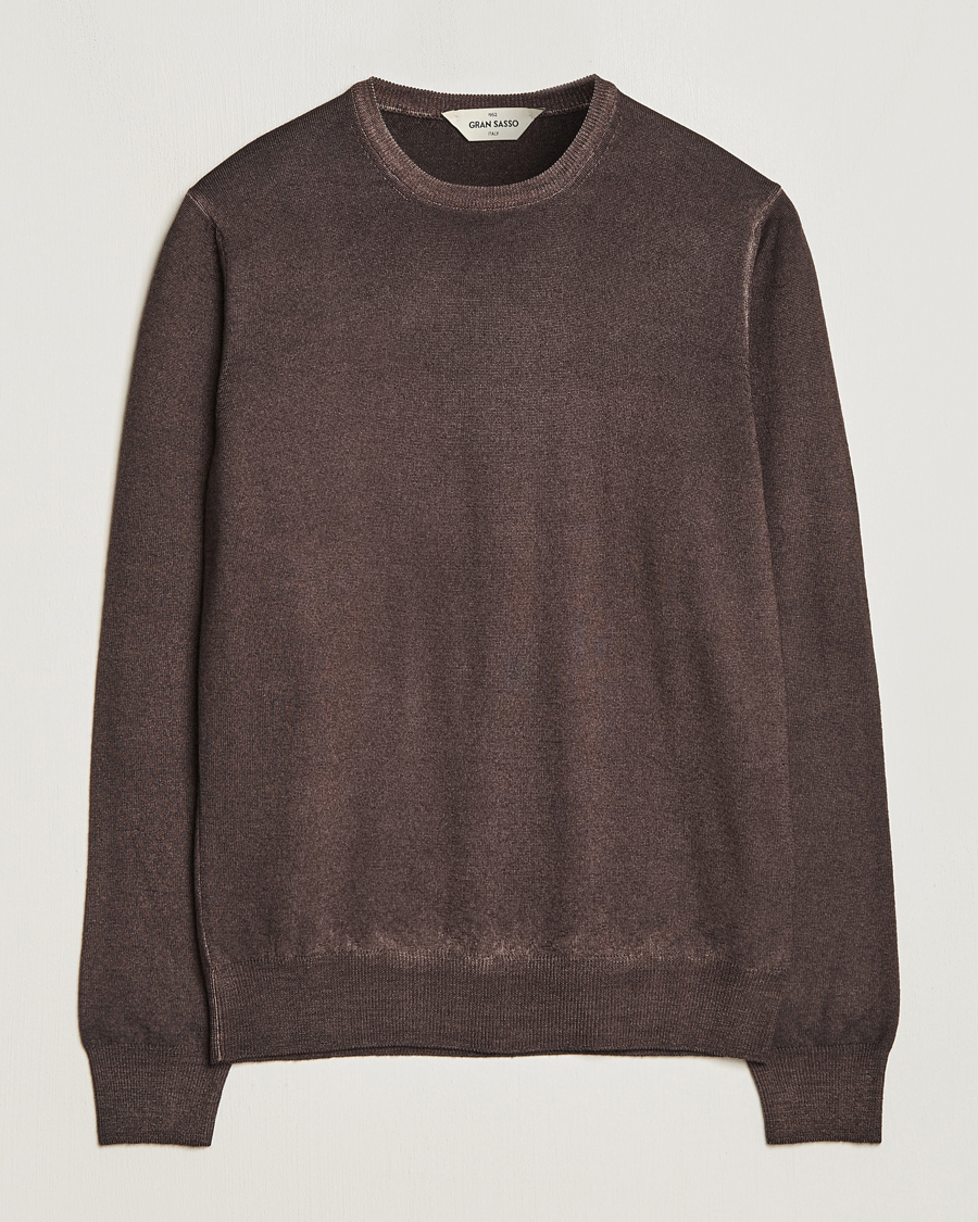 Uomini | Maglieria | Gran Sasso | Vintage Merino Fashion Fit Crew Neck Pullover Brown