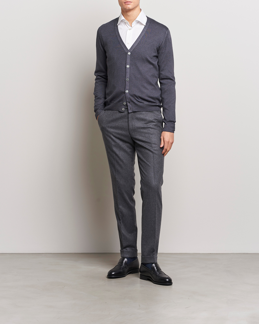 Uomini | Maglieria | Gran Sasso | Vintage Merino Fashion Fit Cardigan Charcoal