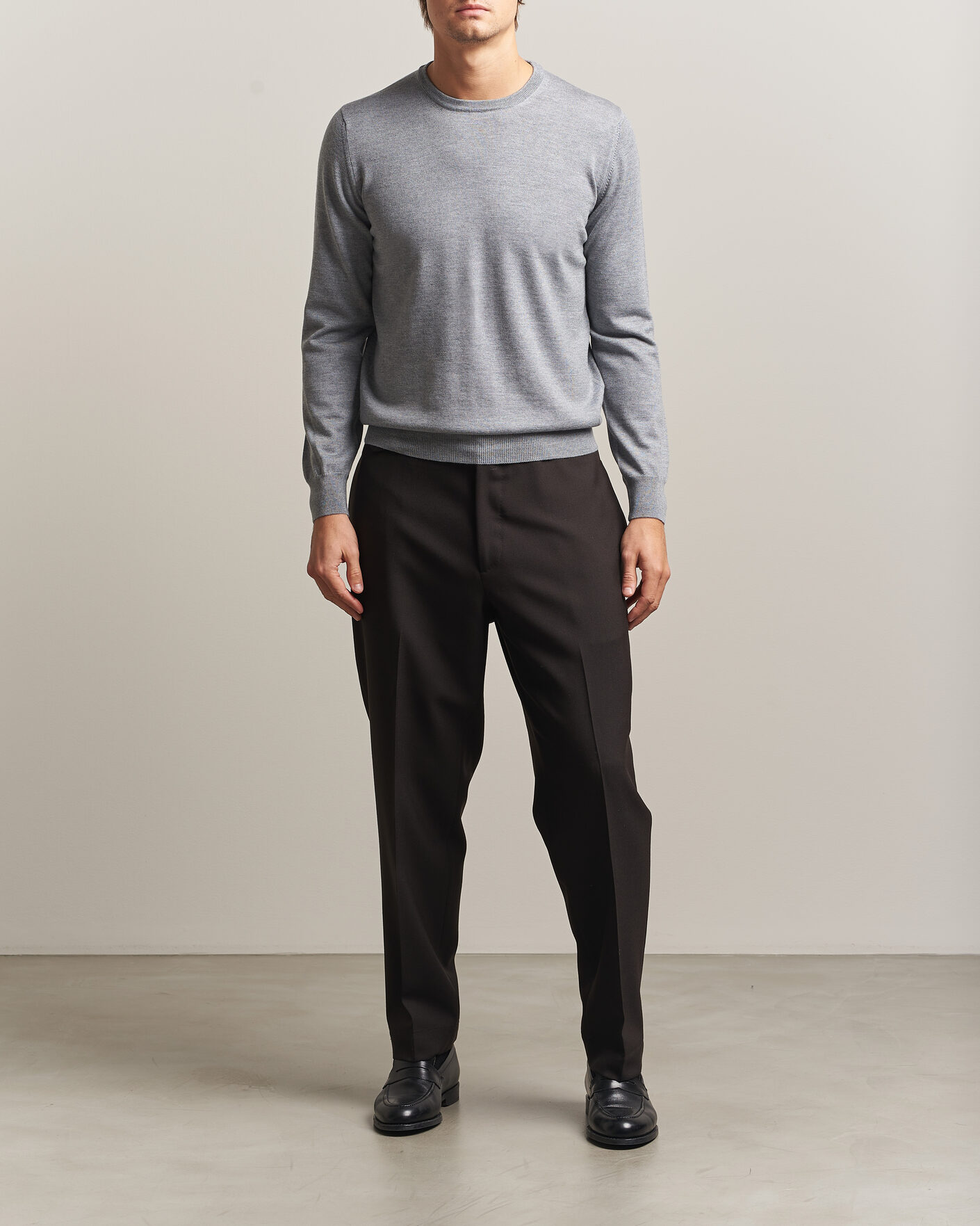 Uomini | Maglieria | Gran Sasso | Merino Fashion Fit Crew Neck Pullover Light Grey