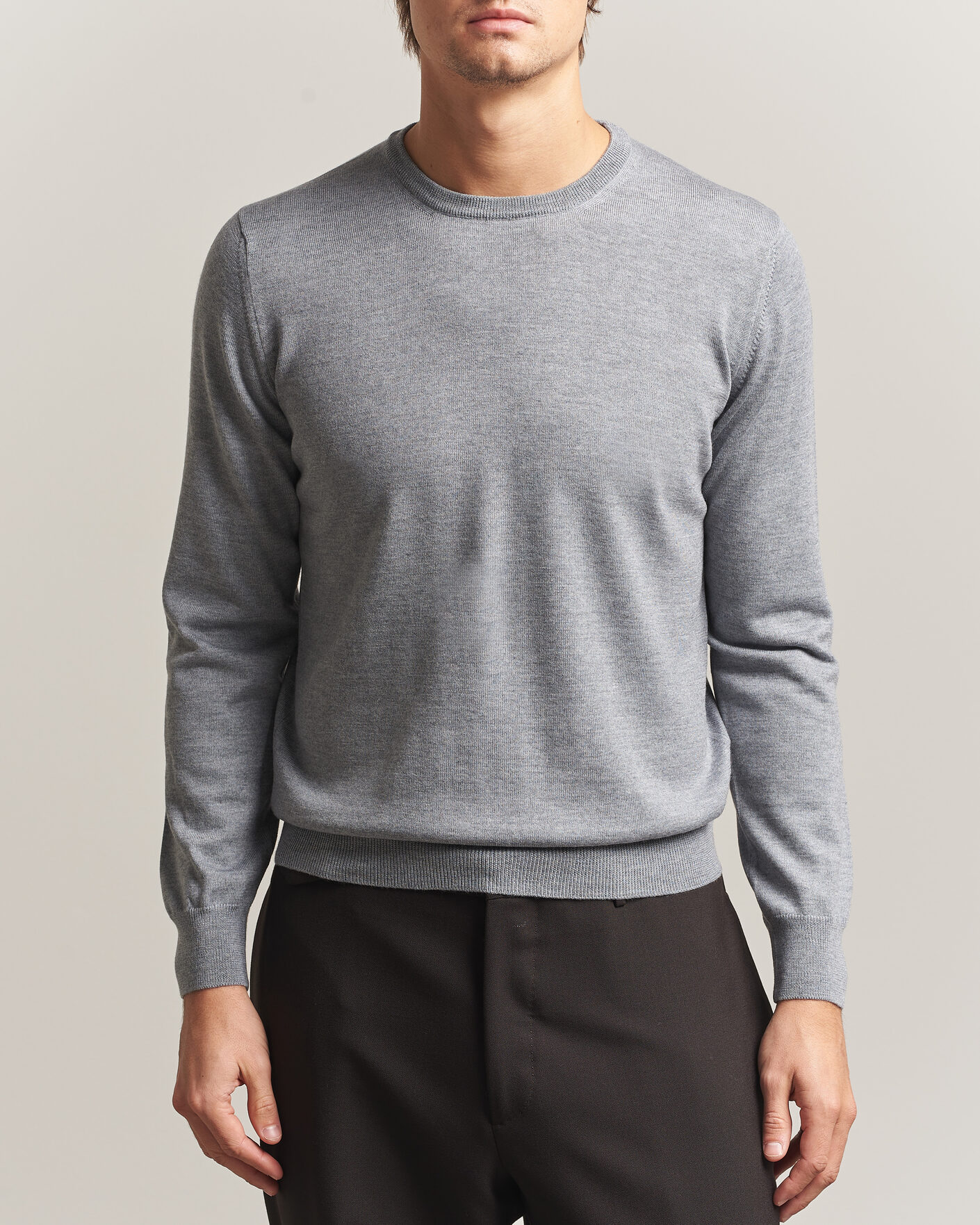 Uomini | Maglieria | Gran Sasso | Merino Fashion Fit Crew Neck Pullover Light Grey