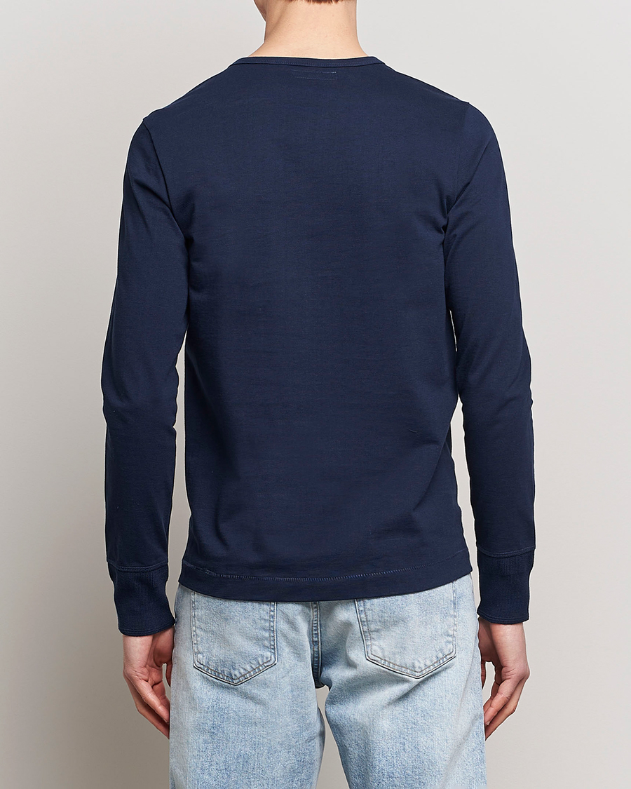 Uomini | Maglieria | Merz b. Schwanen | Classic Organic Cotton Henley Sweater Ink Blue