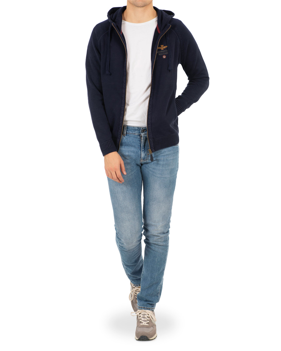 Uomini | Maglieria | Aeronautica Militare | AF348 Full Zip Hoodie Navy
