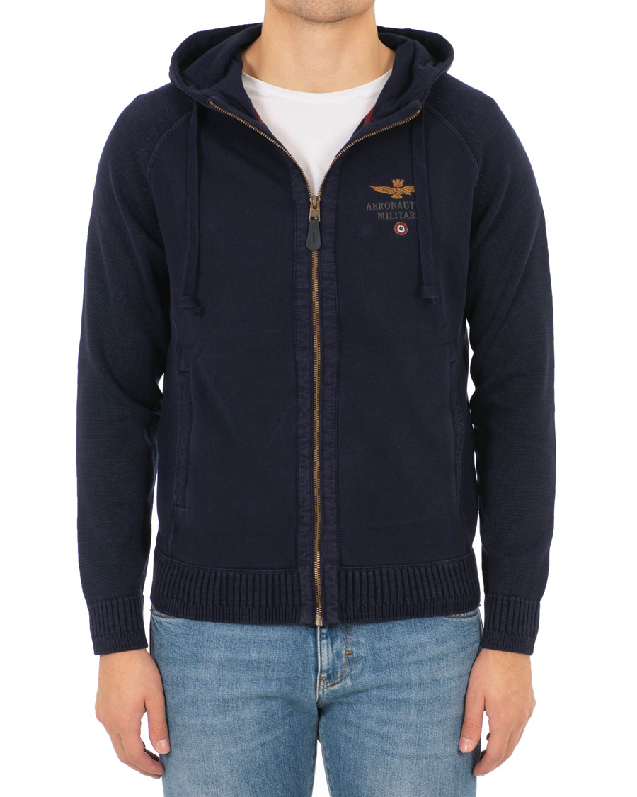 Uomini | Maglieria | Aeronautica Militare | AF348 Full Zip Hoodie Navy
