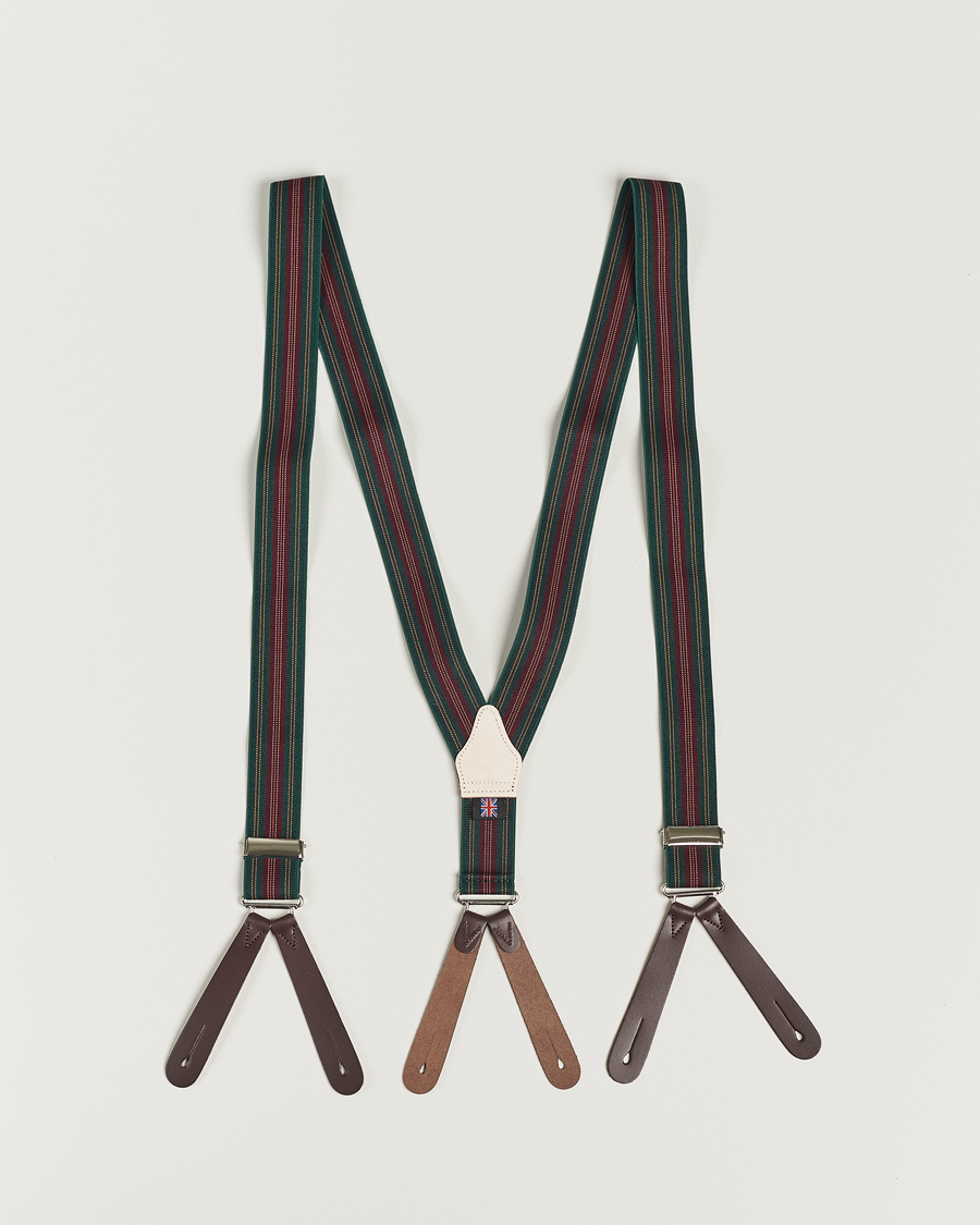 Uomini | Albert Thurston Flat End Army Braces 35mm Green | Albert Thurston | Flat End Army Braces 35mm Green