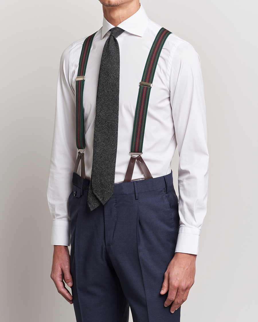 Uomini | Albert Thurston Flat End Army Braces 35mm Green | Albert Thurston | Flat End Army Braces 35mm Green