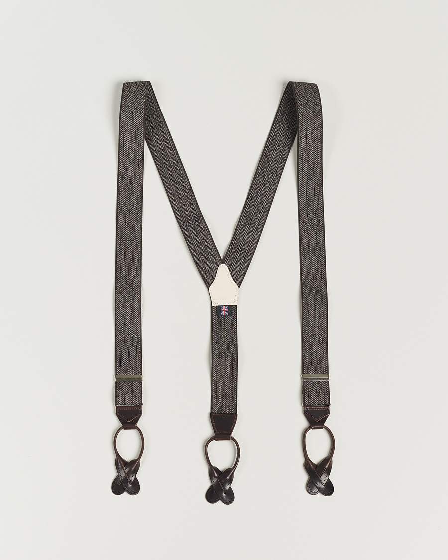 Uomini | Albert Thurston Elastic Herringbone Braces 35mm Brown | Albert Thurston | Elastic Herringbone Braces 35mm Brown