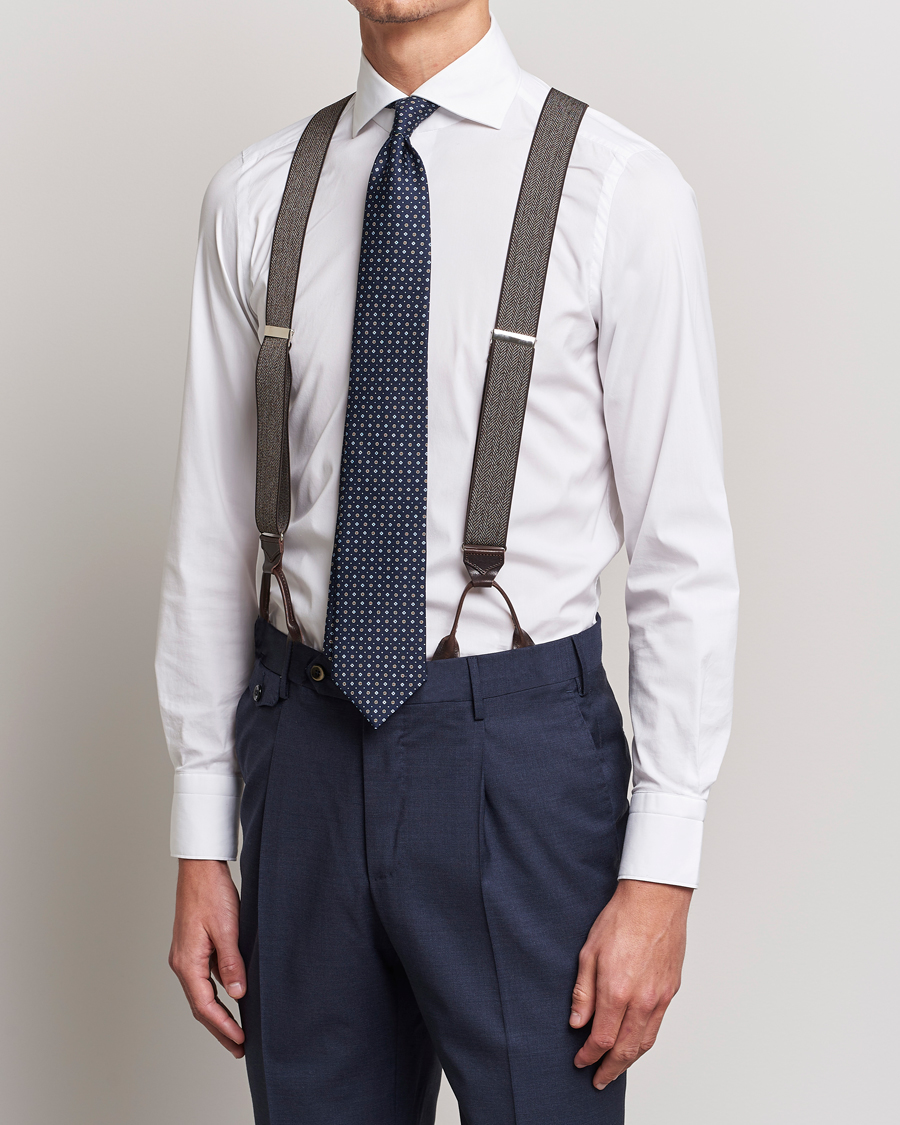 Uomini | Albert Thurston Elastic Herringbone Braces 35mm Brown | Albert Thurston | Elastic Herringbone Braces 35mm Brown
