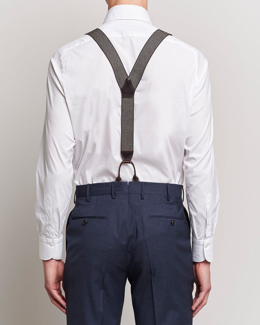 Uomini | Albert Thurston Elastic Herringbone Braces 35mm Brown | Albert Thurston | Elastic Herringbone Braces 35mm Brown
