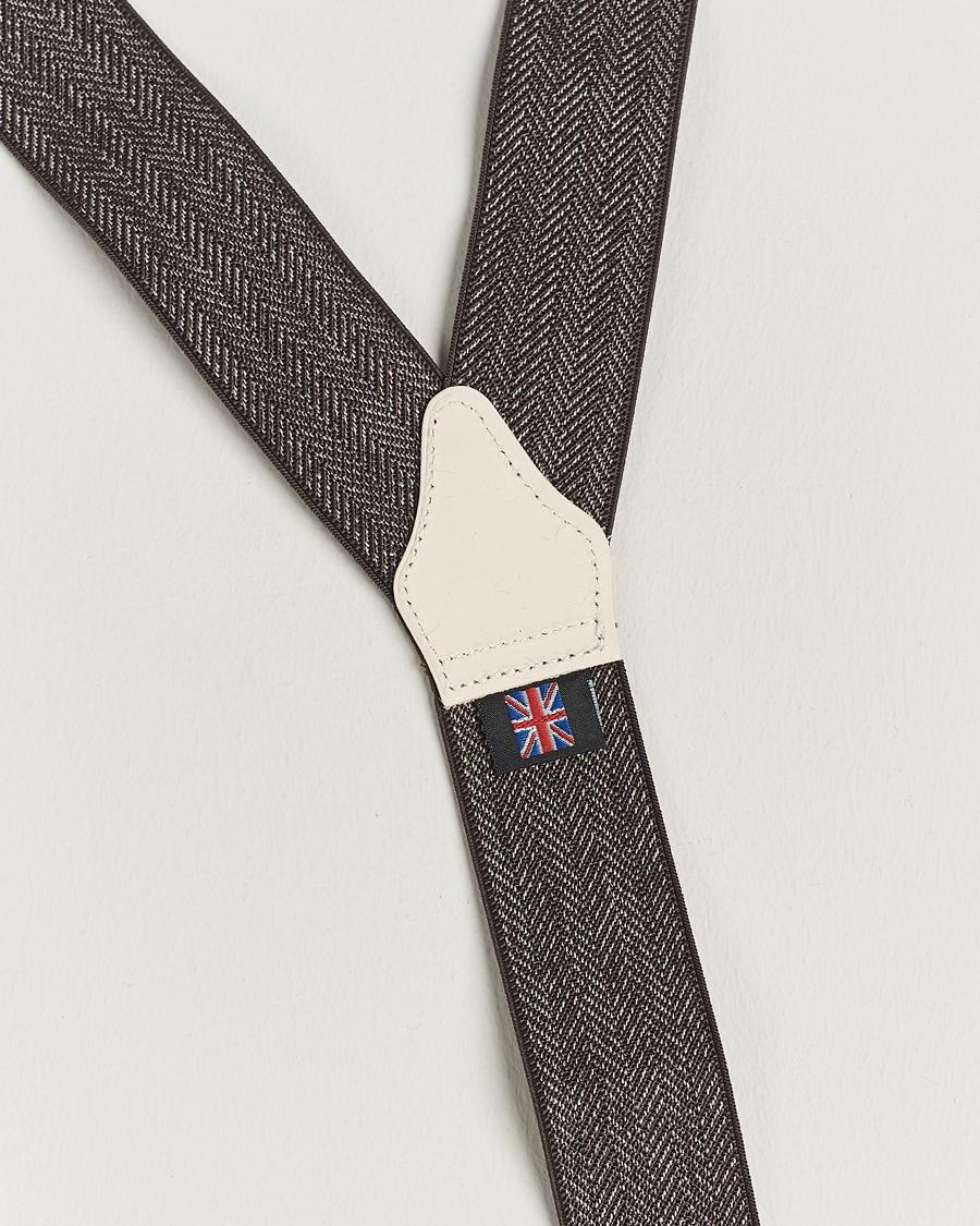 Uomini | Albert Thurston Elastic Herringbone Braces 35mm Brown | Albert Thurston | Elastic Herringbone Braces 35mm Brown