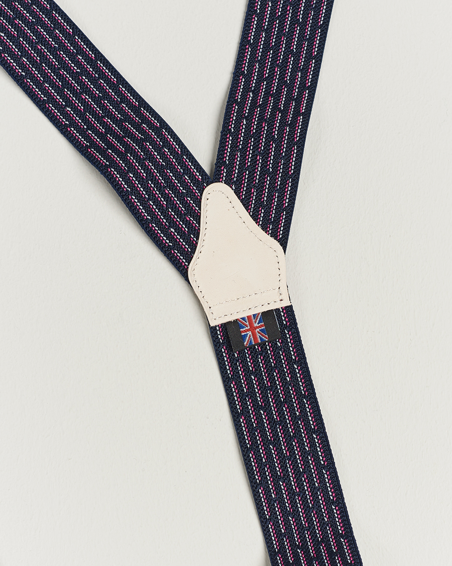 Uomini | Albert Thurston Elastic Dot Braces 35mm Blue | Albert Thurston | Elastic Dot Braces 35mm Blue