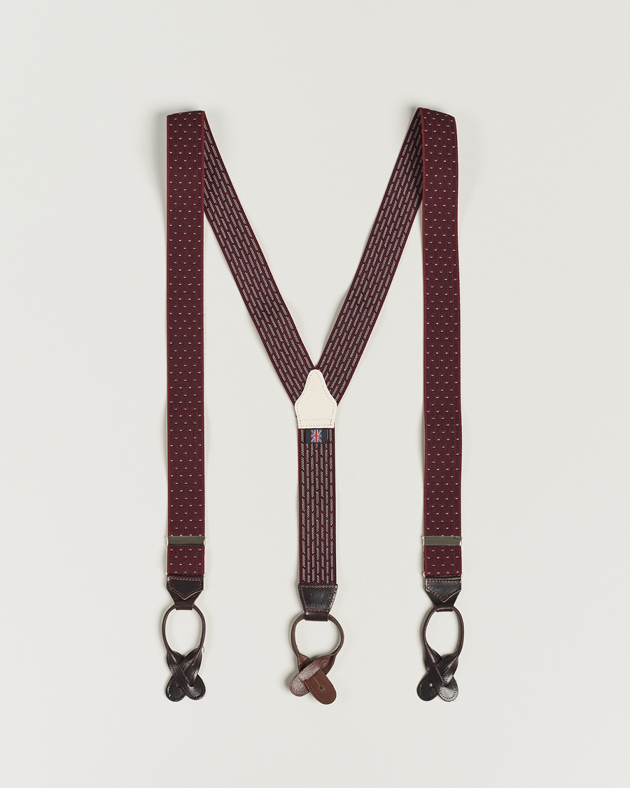 Uomini | Albert Thurston Elastic Dot Braces 35mm Wine | Albert Thurston | Elastic Dot Braces 35mm Wine