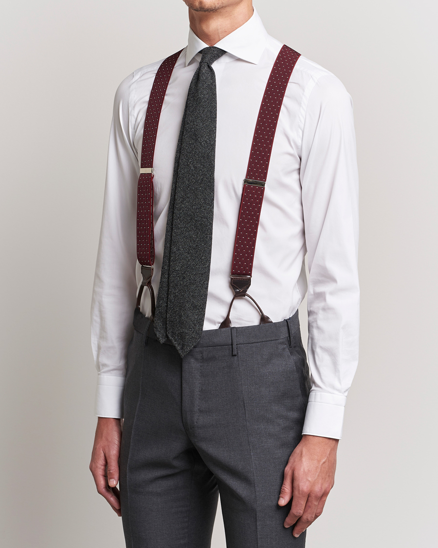 Uomini | Albert Thurston Elastic Dot Braces 35mm Wine | Albert Thurston | Elastic Dot Braces 35mm Wine