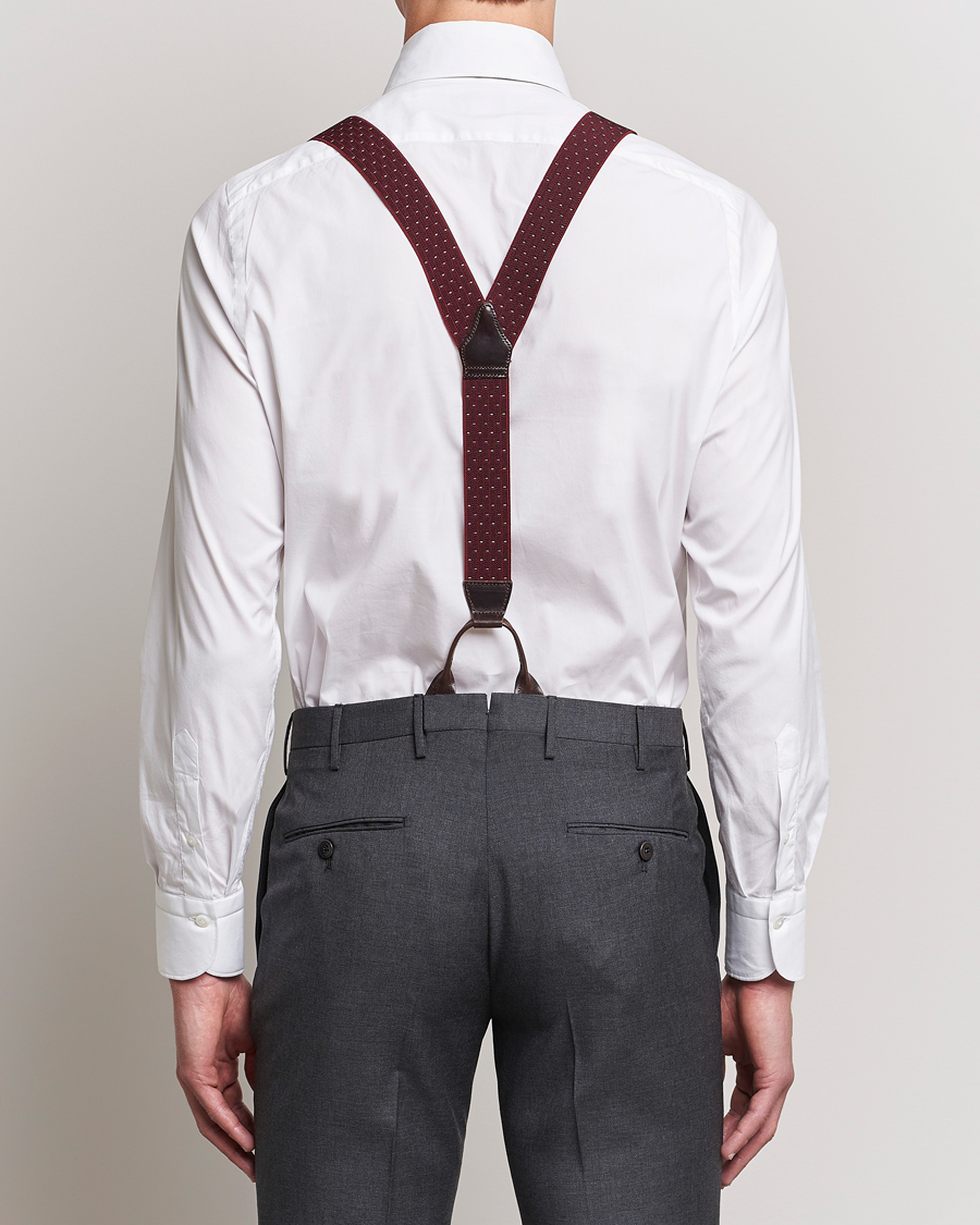 Uomini | Albert Thurston Elastic Dot Braces 35mm Wine | Albert Thurston | Elastic Dot Braces 35mm Wine