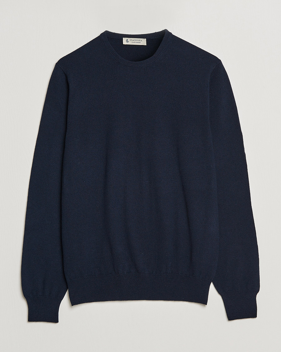 Uomini | Maglieria | Piacenza Cashmere | Cashmere Crew Neck Sweater Navy
