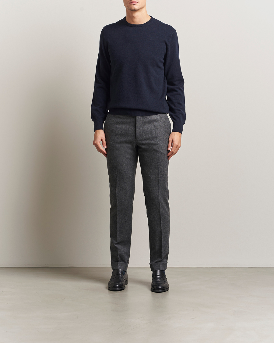 Uomini | Maglieria | Piacenza Cashmere | Cashmere Crew Neck Sweater Navy