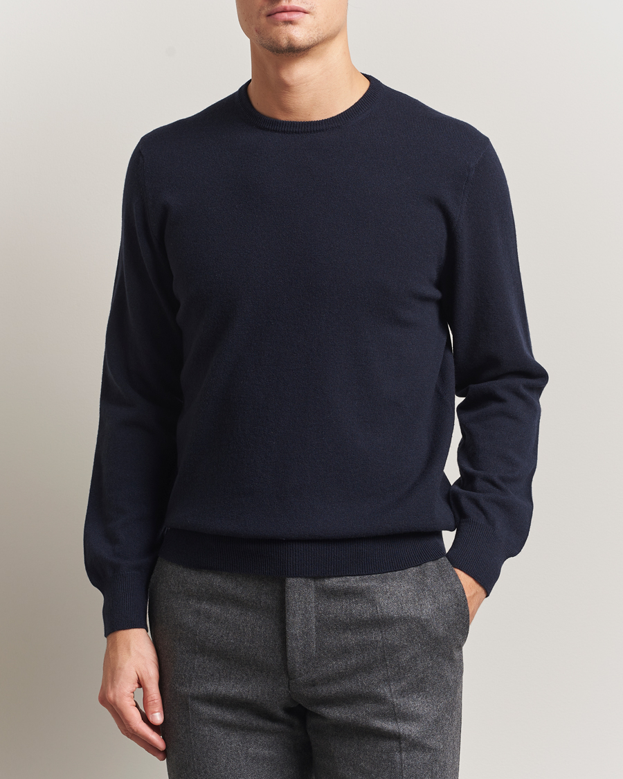 Uomini | Maglieria | Piacenza Cashmere | Cashmere Crew Neck Sweater Navy