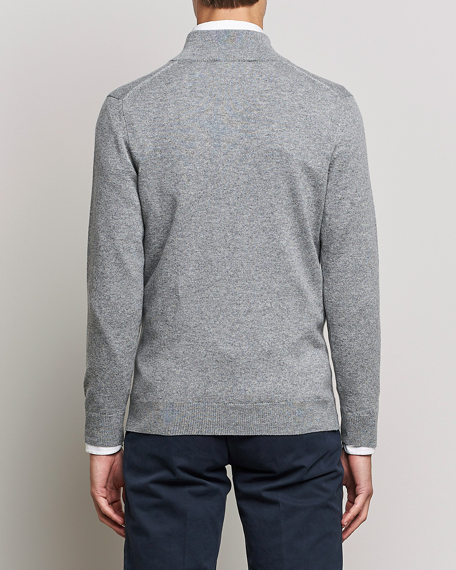 Uomini | Maglieria | Piacenza Cashmere | Cashmere Half Zip Sweater Light Grey