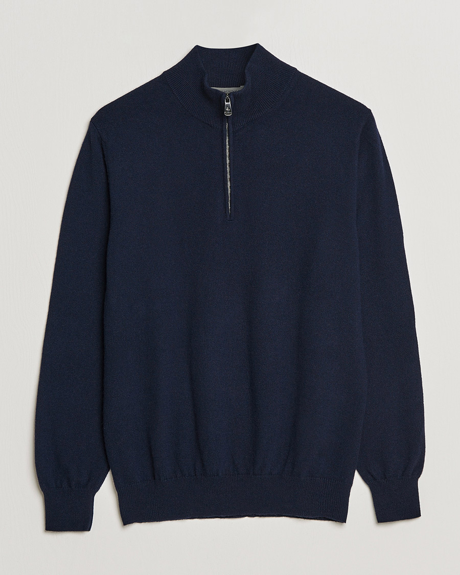 Uomini | Maglieria | Piacenza Cashmere | Cashmere Half Zip Sweater Navy