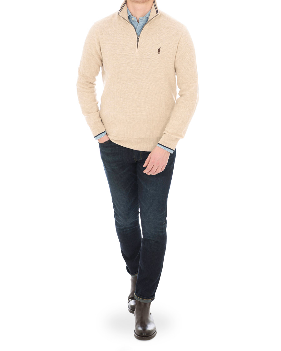 Uomini | Maglieria | Polo Ralph Lauren | Texture Half Zip Oatmeal Heather