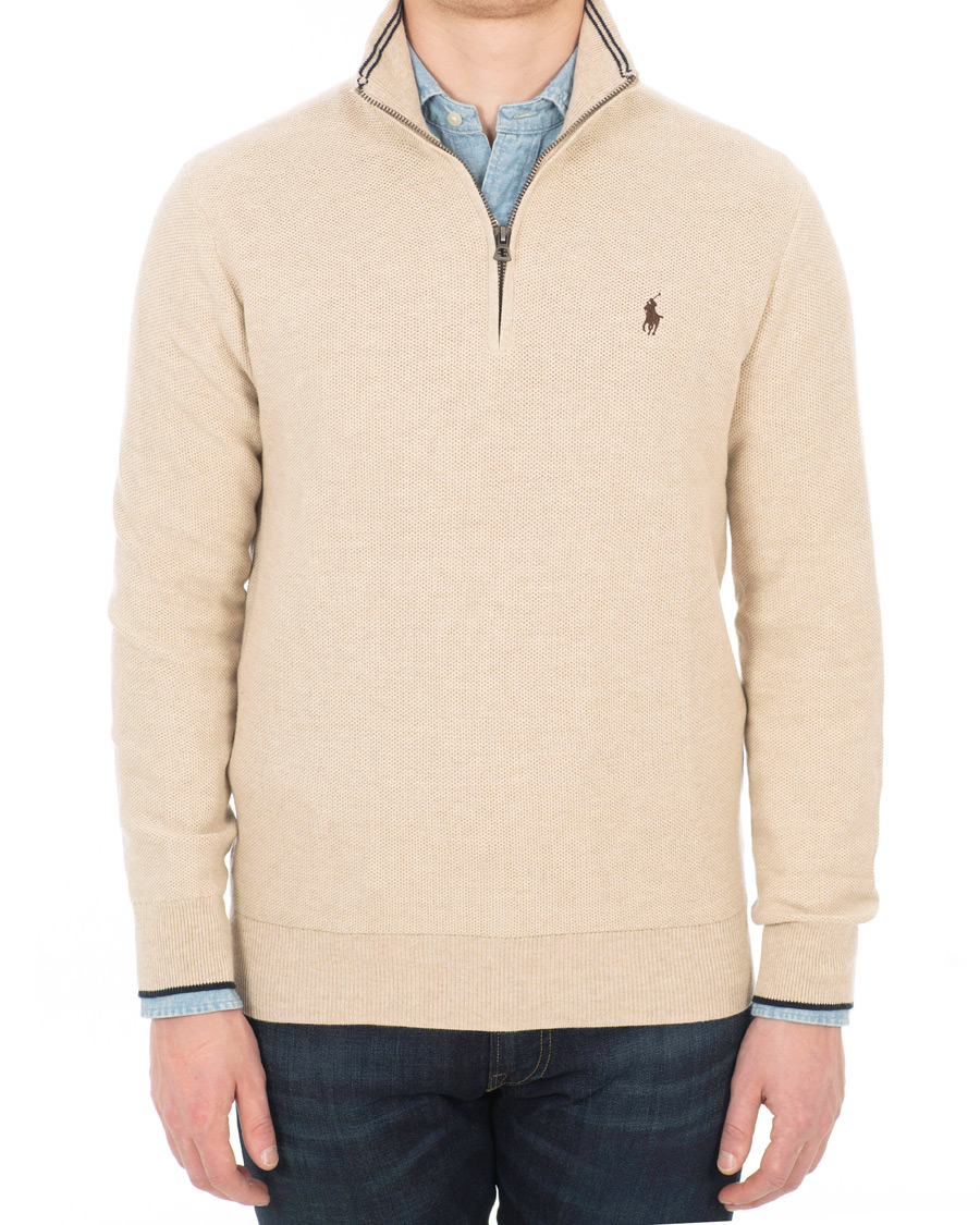 Uomini | Maglieria | Polo Ralph Lauren | Texture Half Zip Oatmeal Heather