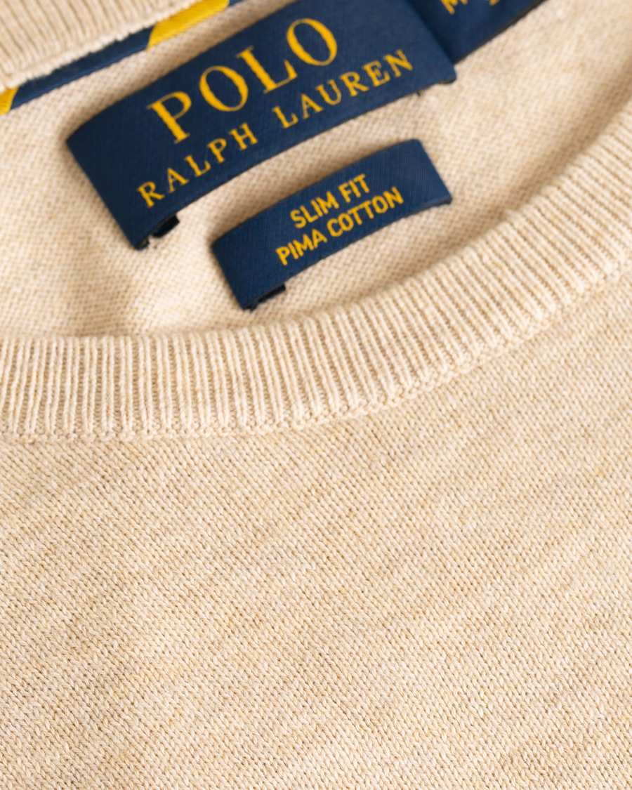 Uomini | Maglieria | Polo Ralph Lauren | Pima Cotton Crew Neck Pullover Sand Heather