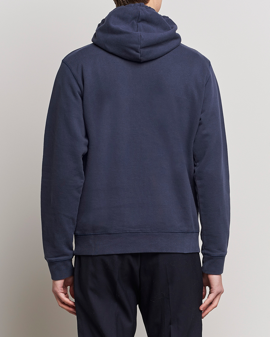 Uomini | Maglieria | Sunspel | Loopback Hoodie Navy