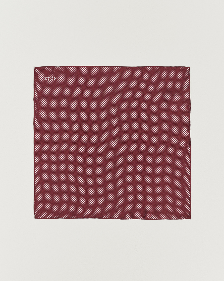 Uomini | Fazzoletti da taschino | Eton | Silk Polka Dot Pocket Square Wine