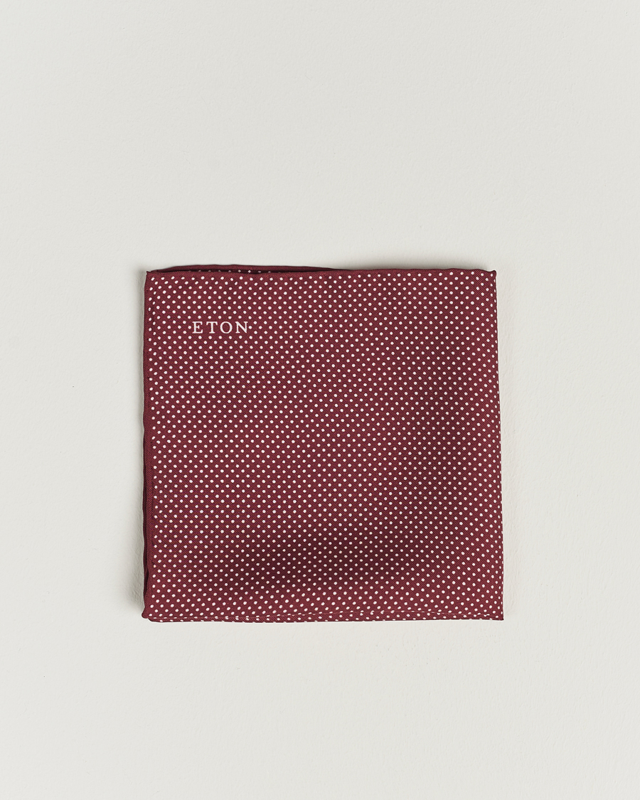 Uomini | Fazzoletti da taschino | Eton | Silk Polka Dot Pocket Square Wine