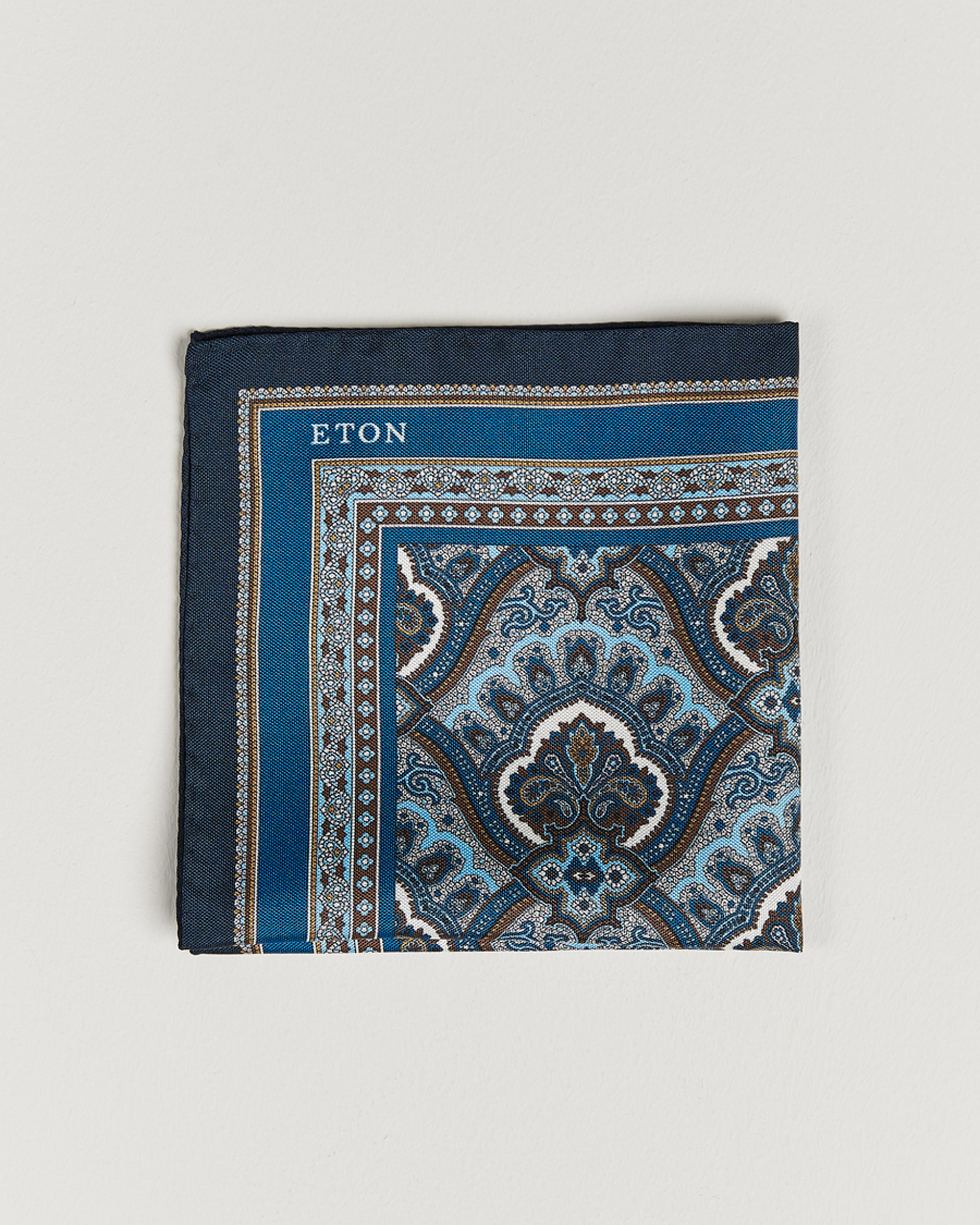 Uomini | Fazzoletti da taschino | Eton | Silk Paisley Print Pocket Square Blue