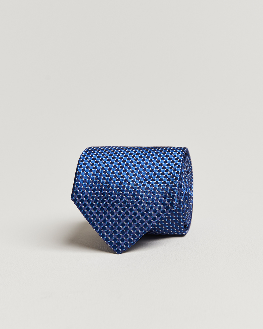Uomini | Cravatte | Eton | Silk Geometric Weave Tie Navy