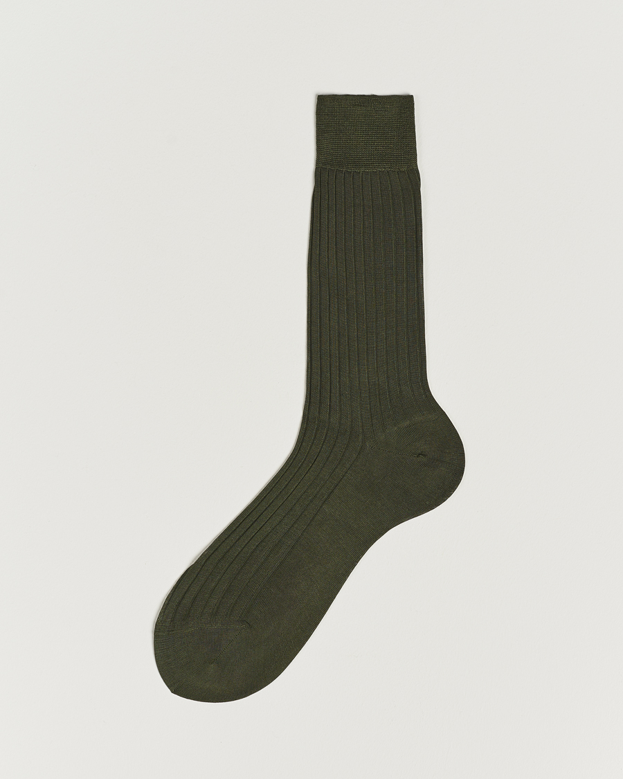 Uomini | Biancheria intima | Bresciani | Cotton Ribbed Short Socks Olive Green