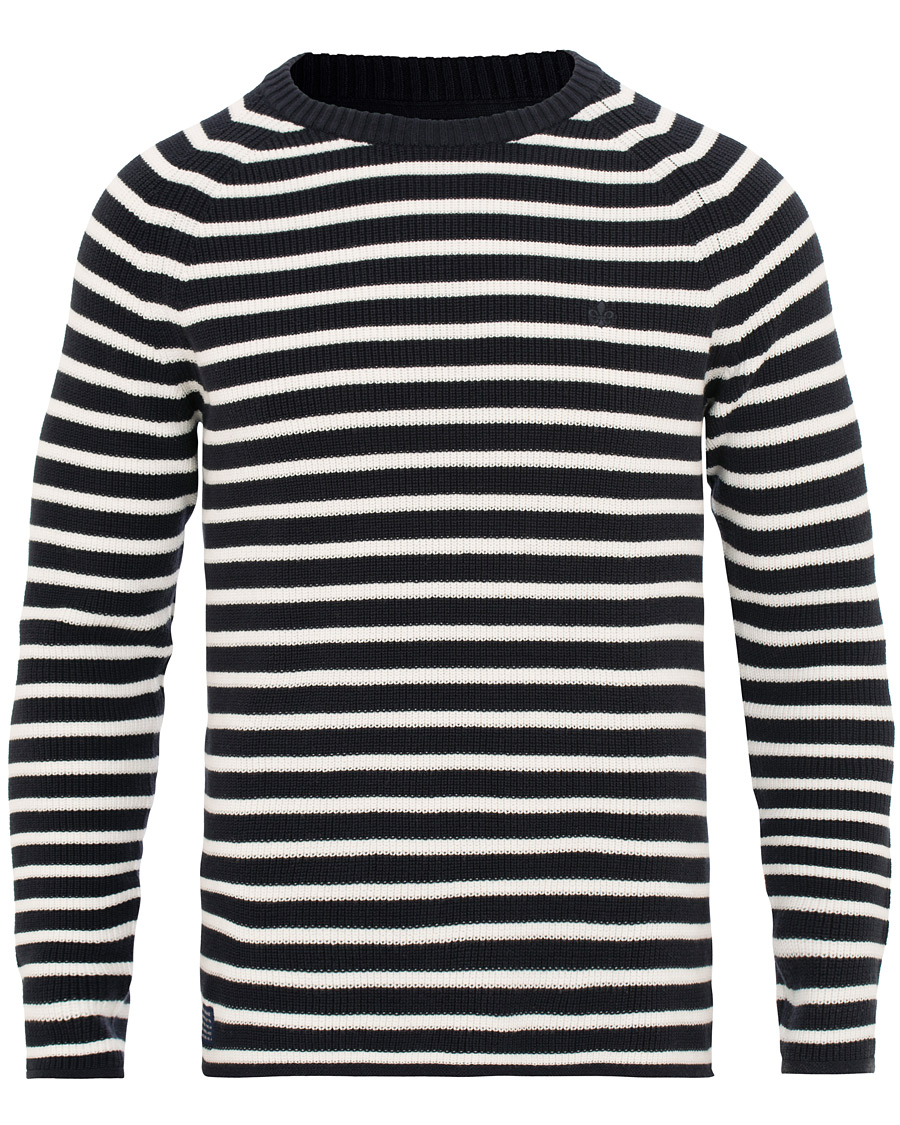 Uomini | Maglieria | Morris | Calton Stripe O-Neck White/Navy