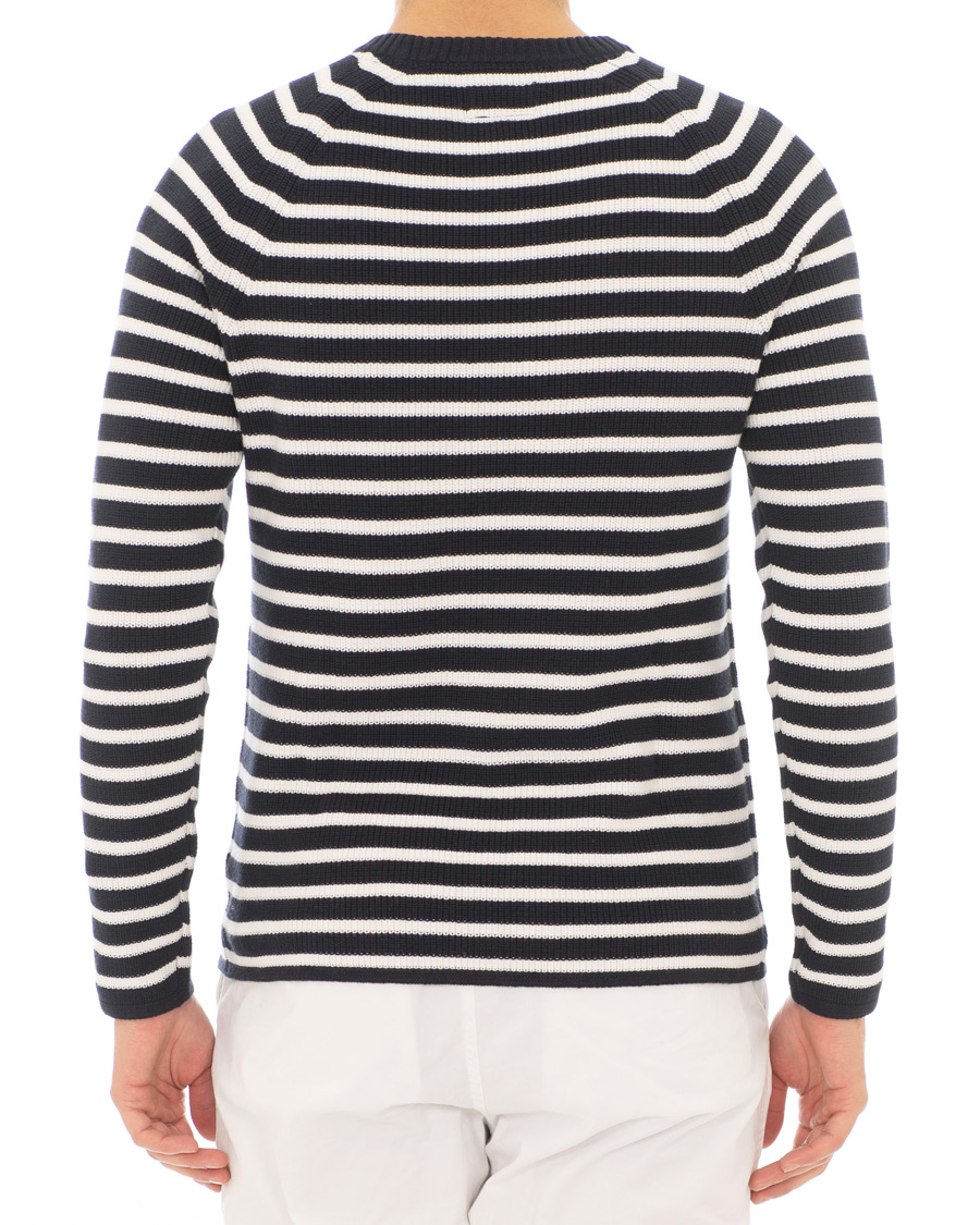 Uomini | Maglieria | Morris | Calton Stripe O-Neck White/Navy