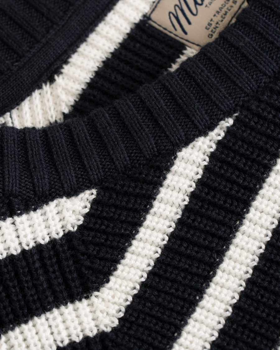 Uomini | Maglieria | Morris | Calton Stripe O-Neck White/Navy
