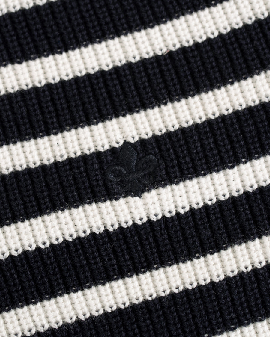 Uomini | Maglieria | Morris | Calton Stripe O-Neck White/Navy