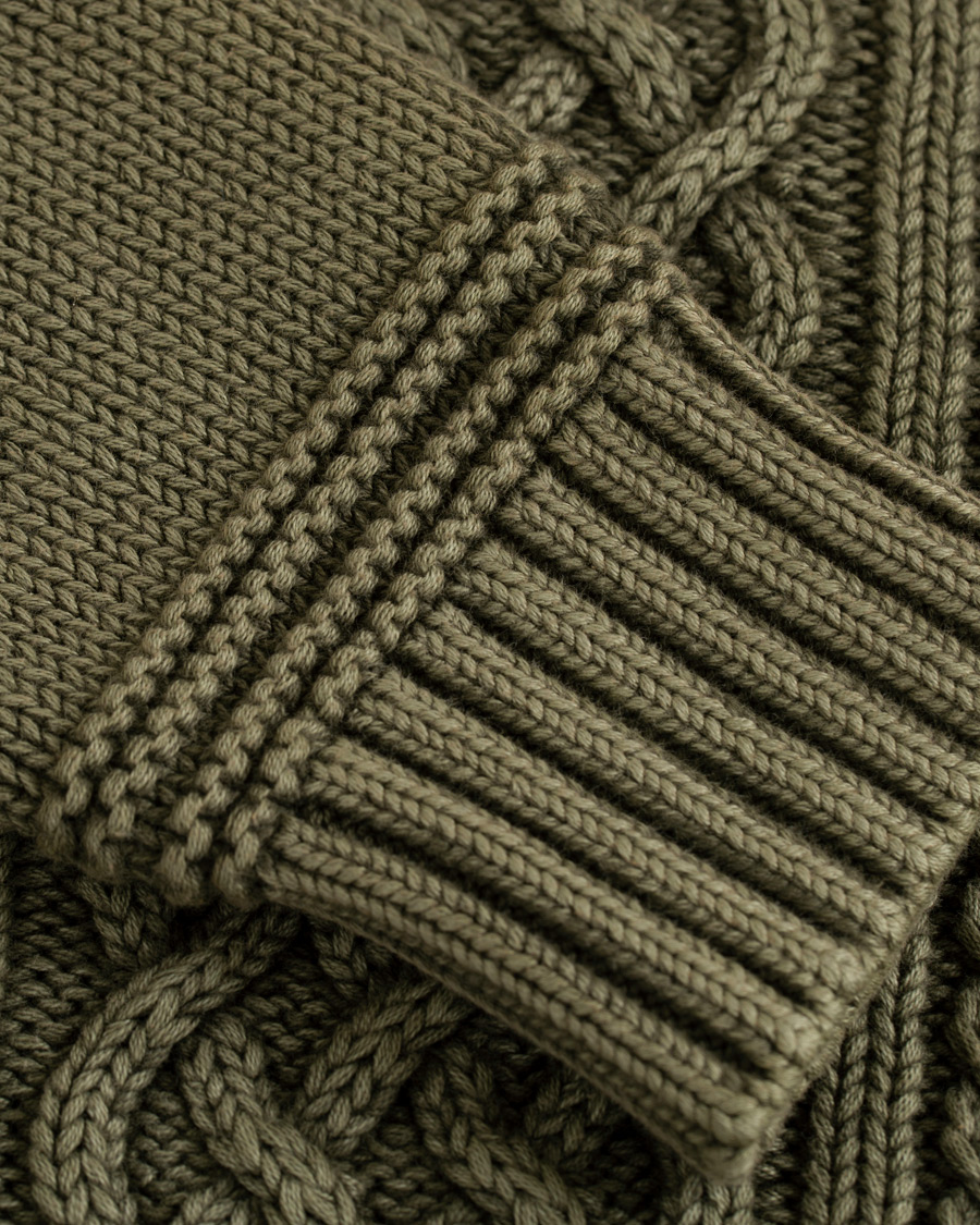 Uomini | Maglieria | Morris | Cleve Cable O-Neck Washed Olive