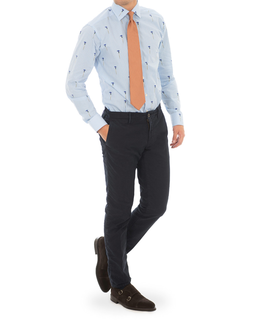 Uomini | Camicie | Eton | Slim Fit Poplin Flower Printed Striped Shirt White