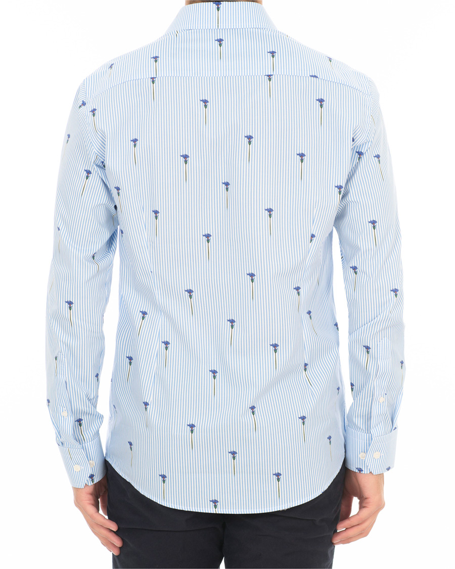 Uomini | Camicie | Eton | Slim Fit Poplin Flower Printed Striped Shirt White