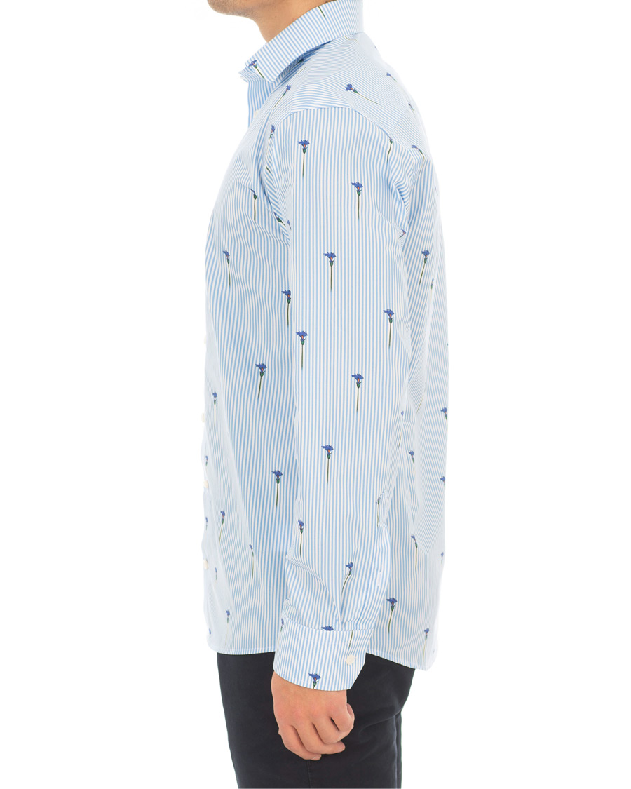 Uomini | Camicie | Eton | Slim Fit Poplin Flower Printed Striped Shirt White