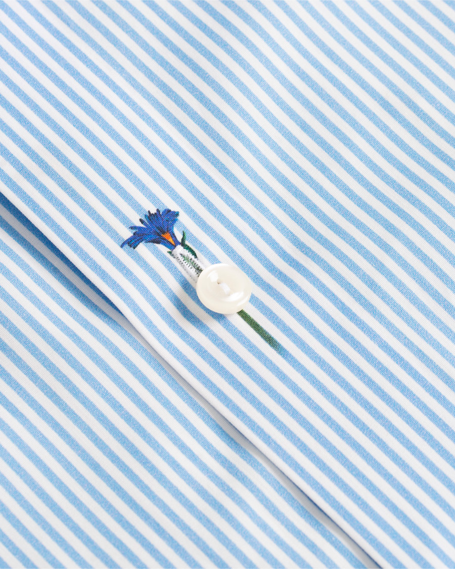 Uomini | Camicie | Eton | Slim Fit Poplin Flower Printed Striped Shirt White