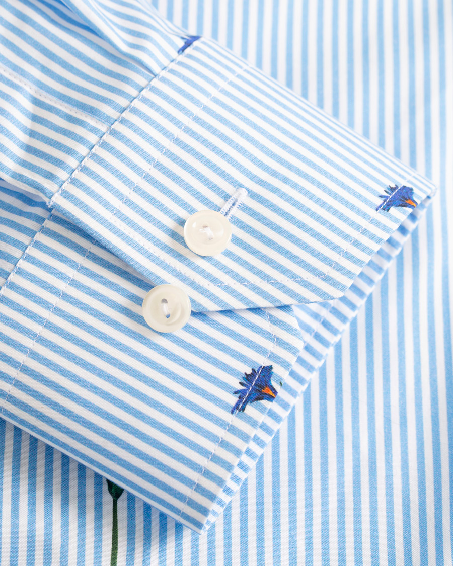 Uomini | Camicie | Eton | Slim Fit Poplin Flower Printed Striped Shirt White