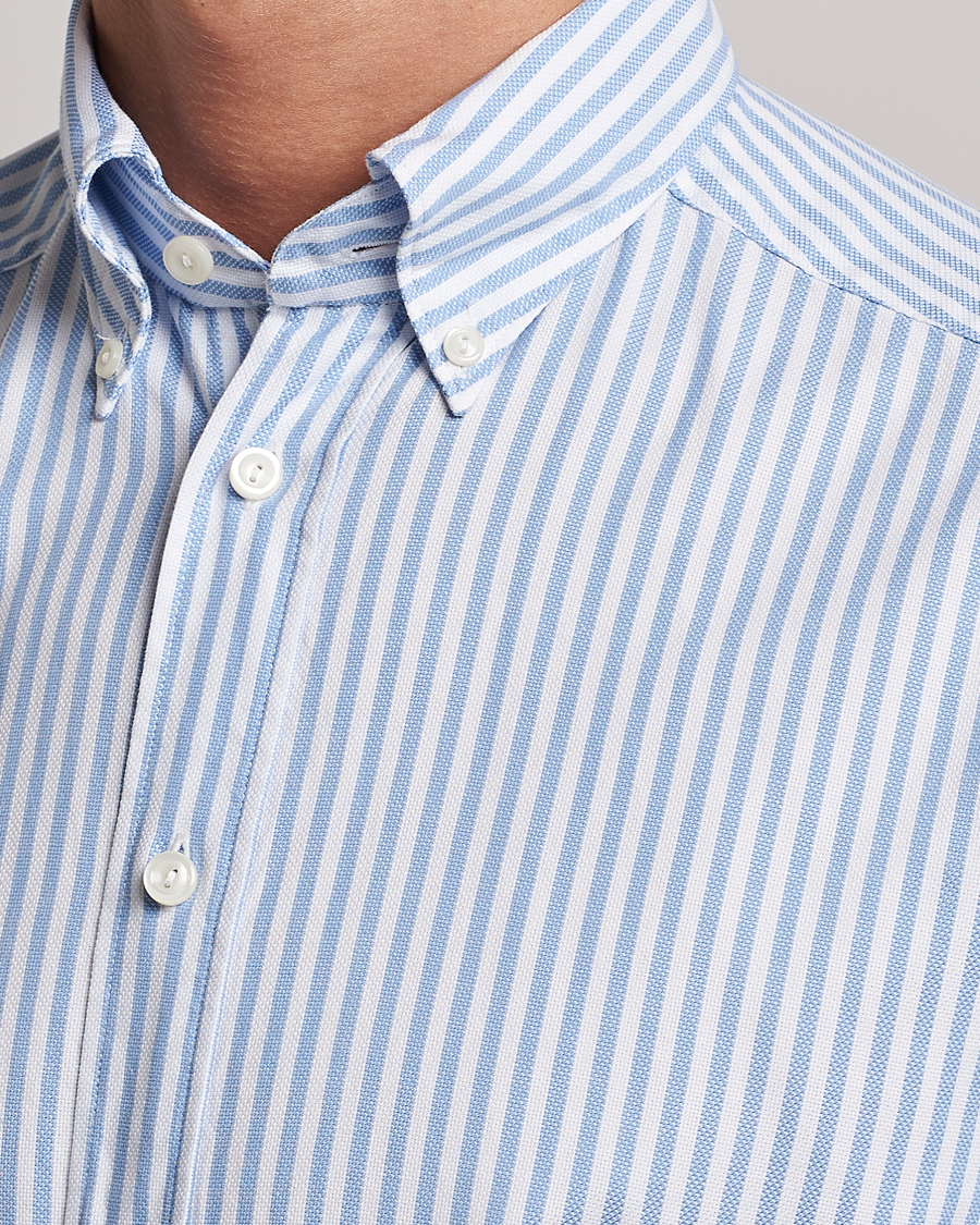Uomini | Camicie | Eton | Slim Fit Royal Oxford Stripe Button Down Light Blue
