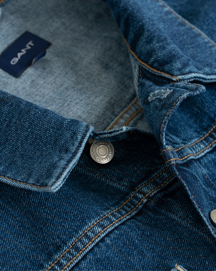 Uomini | Giacche | GANT | Indigo Jeans Jacket Blue Wash