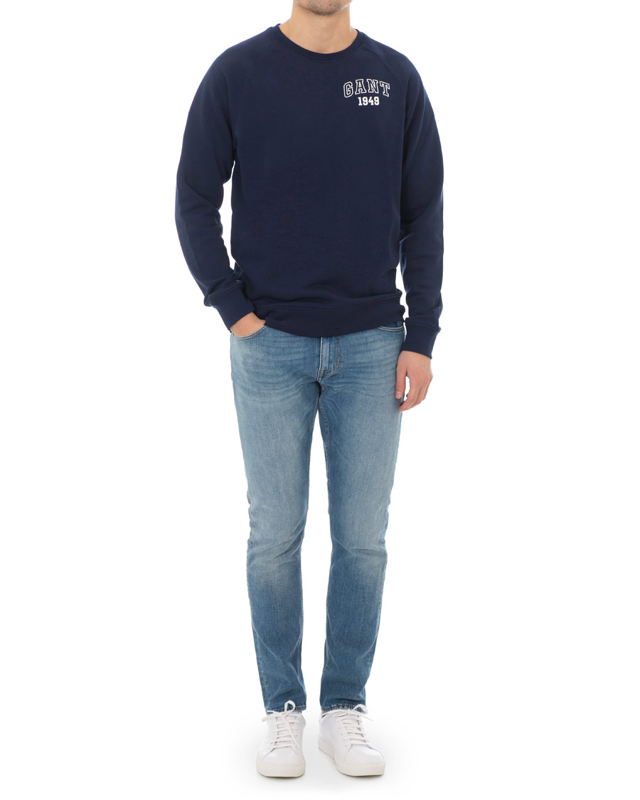Uomini | Maglieria | GANT | Summer Logo Crew Neck Sweatshirt Evening Blue