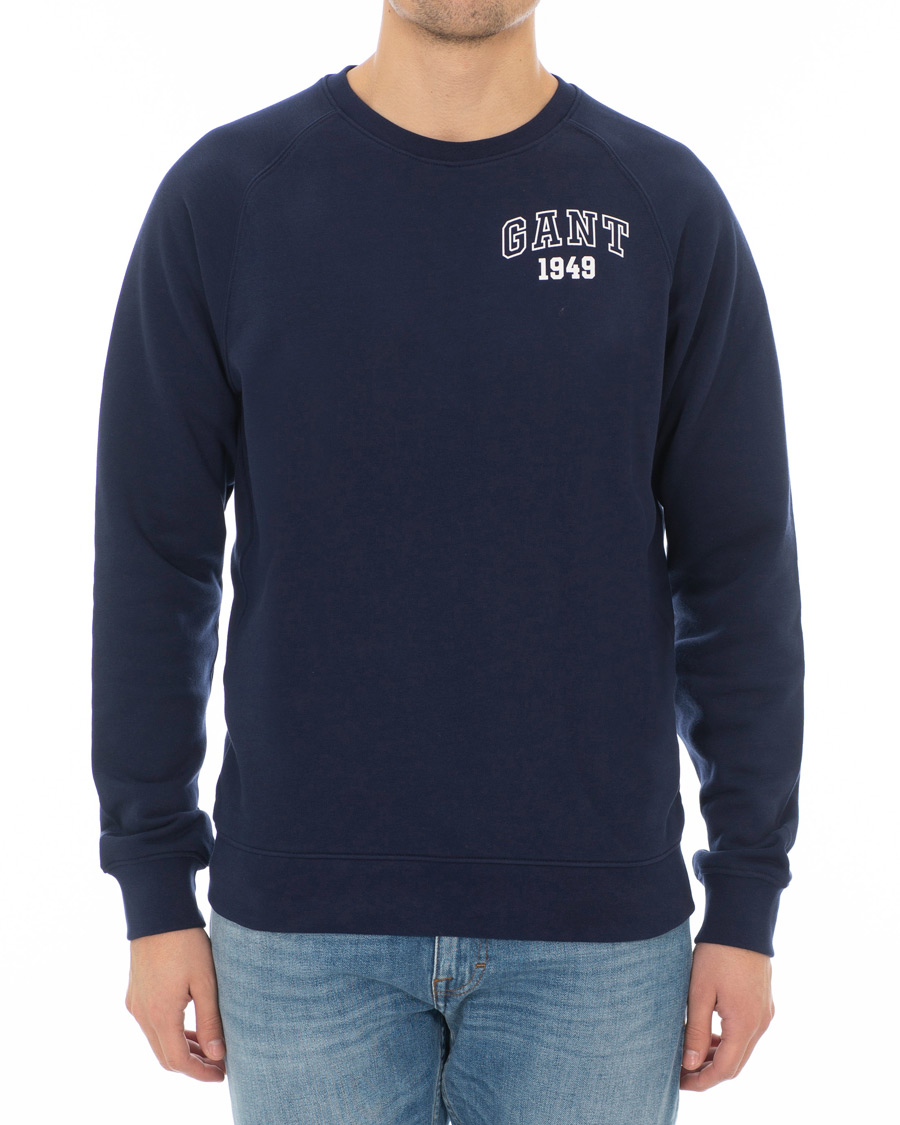 Uomini | Maglieria | GANT | Summer Logo Crew Neck Sweatshirt Evening Blue