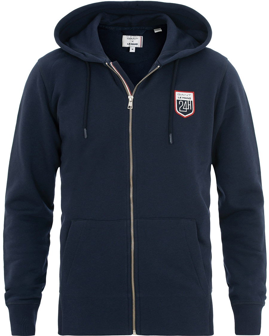 Uomini | Maglieria | GANT | Le Mans Full Zip Hoodie Evening Blue