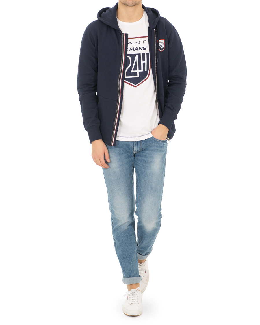 Uomini | Maglieria | GANT | Le Mans Full Zip Hoodie Evening Blue