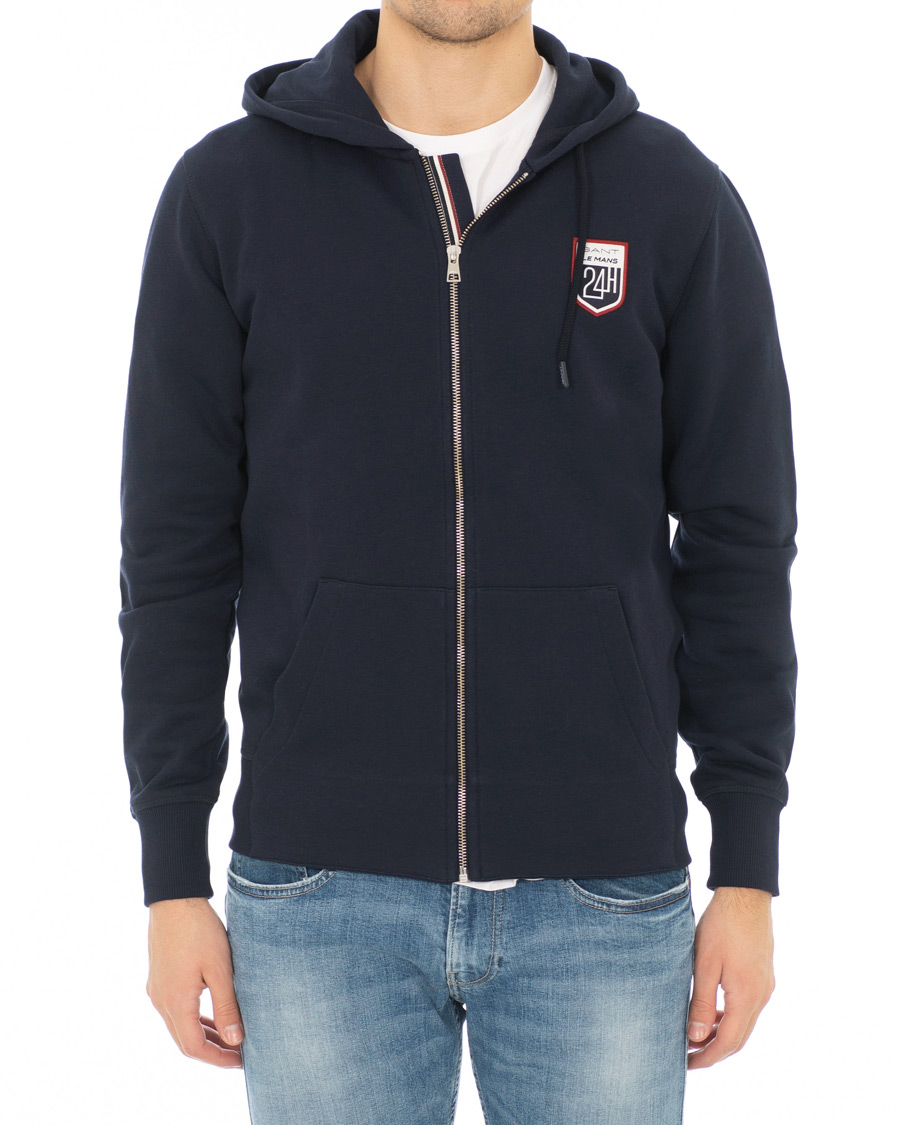 Uomini | Maglieria | GANT | Le Mans Full Zip Hoodie Evening Blue